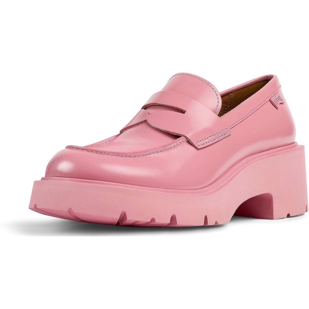 Camper Milah Platform Leather Block Heel Loafer Pink 39 US 8.5 NWOT